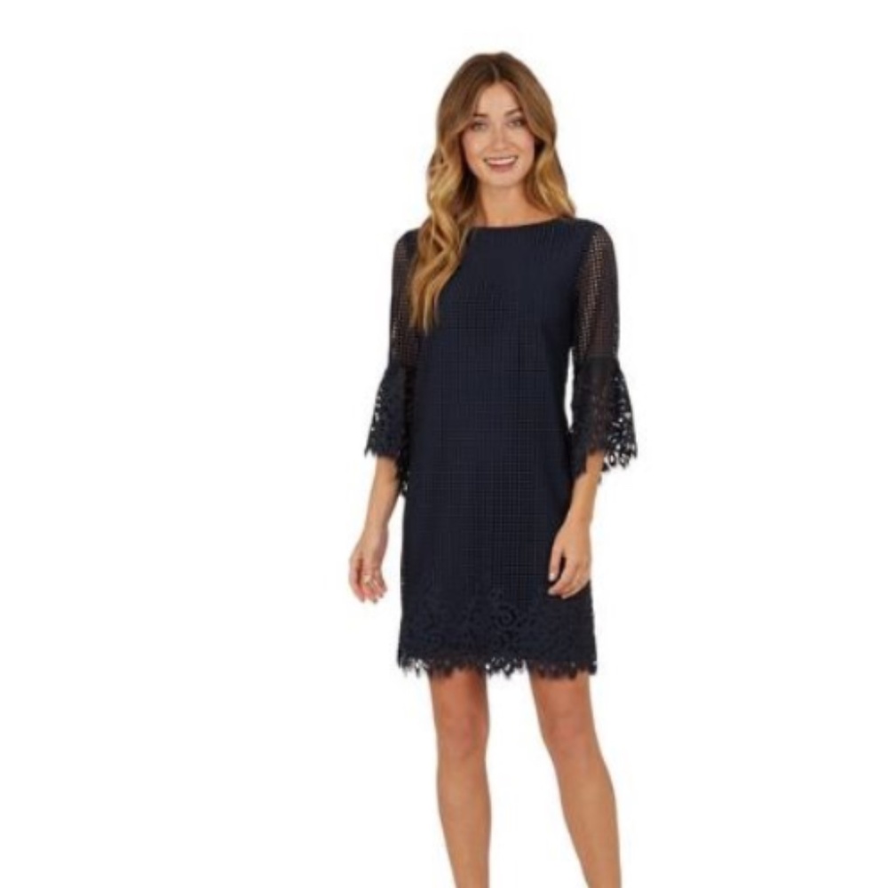 Rare Jude Connally Danielle Dress in Spring Lace Navy Sz S